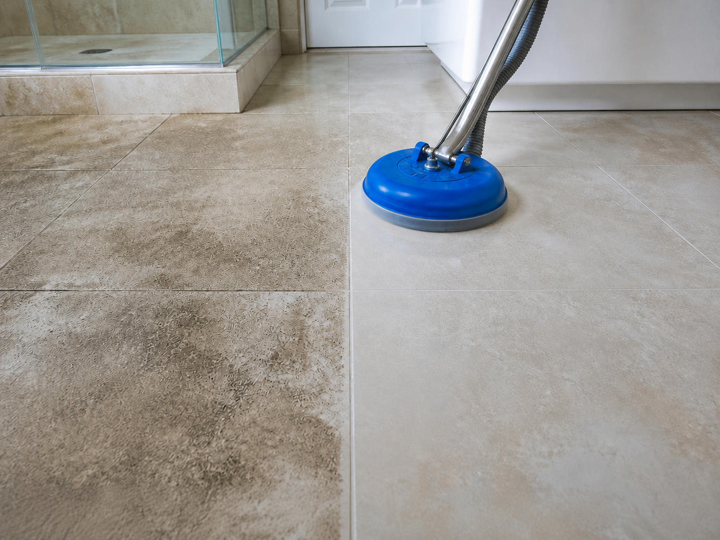 Man Cleaning Grout
