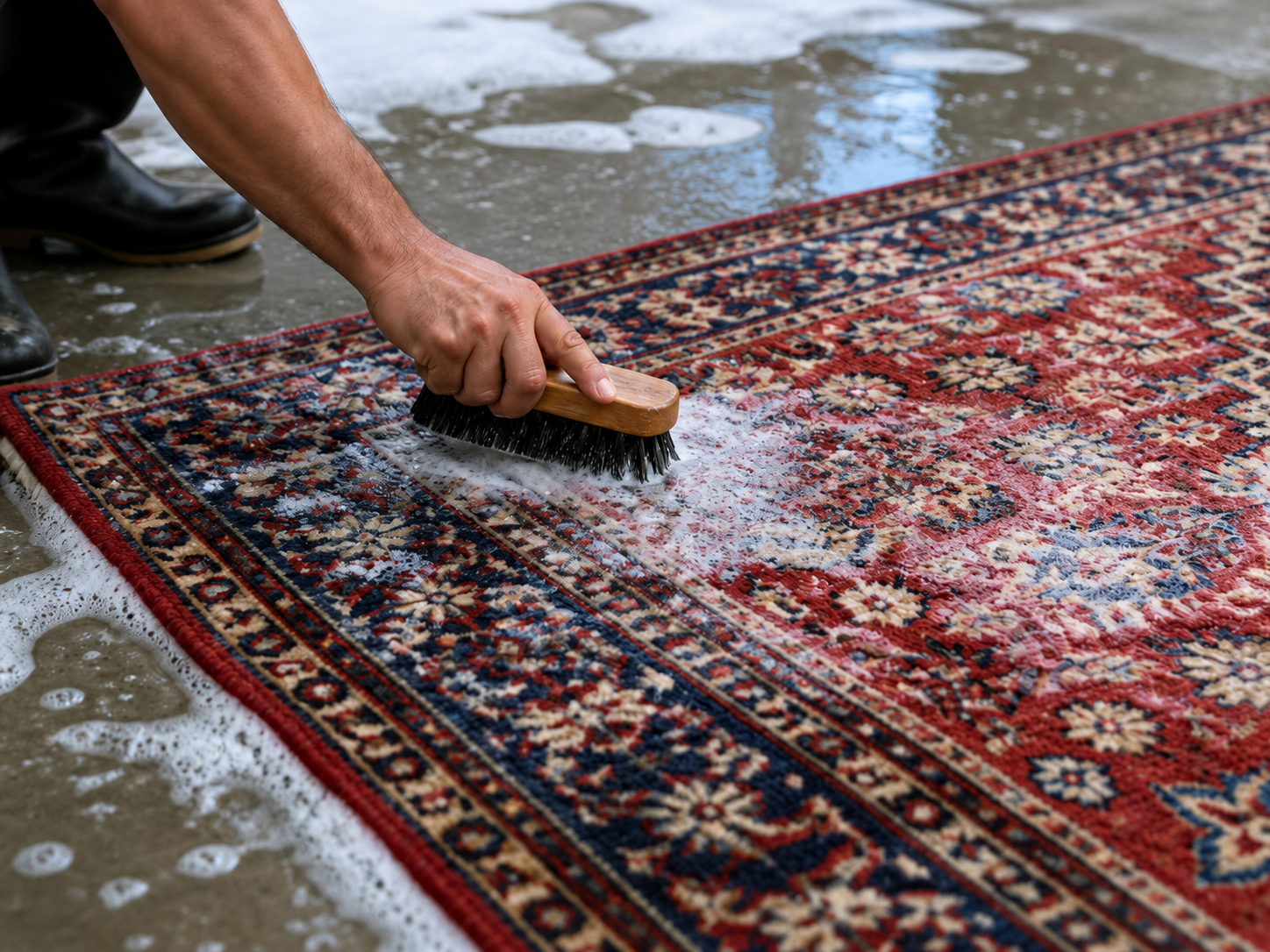 Man Cleaning Rug